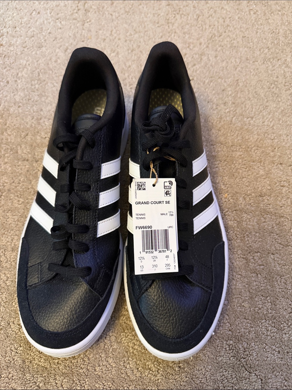 adidas Grand Court SE Men's Black with White Stripes Sneakers